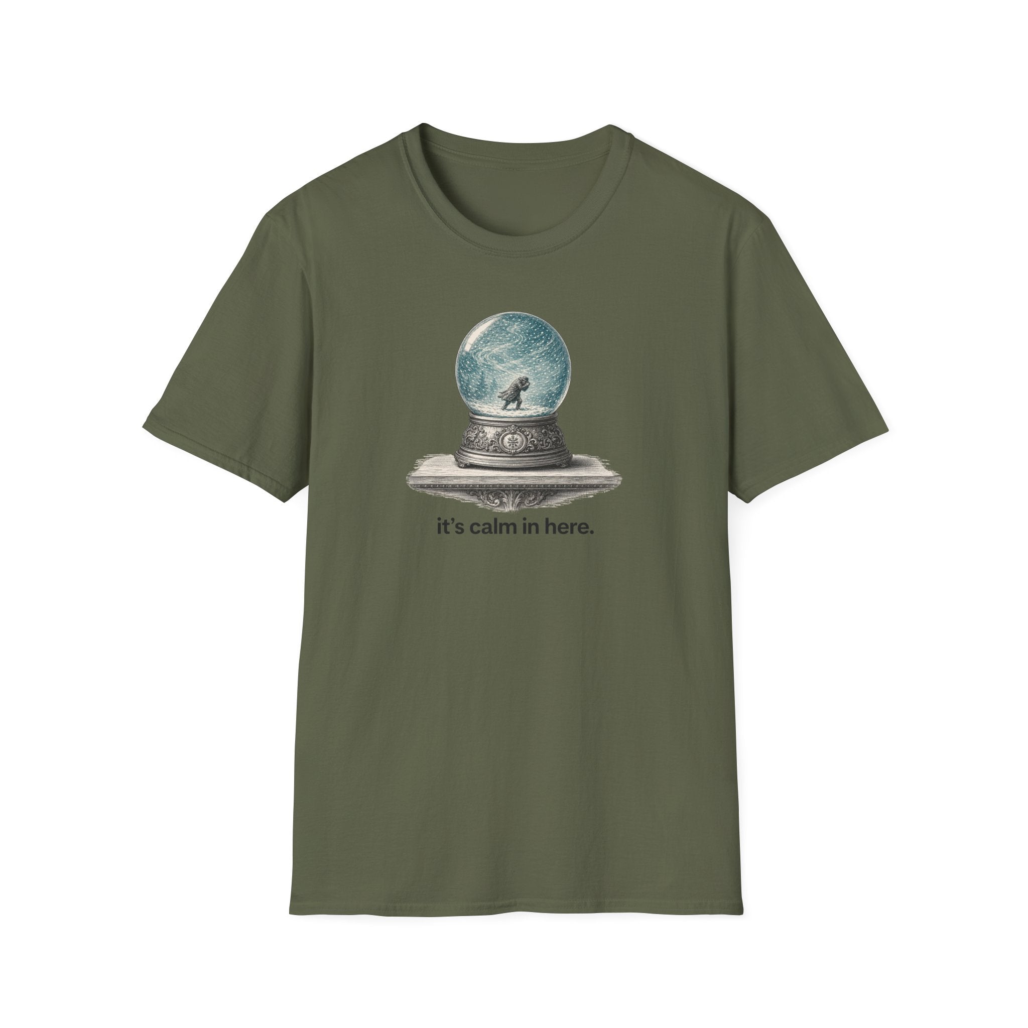 Snow Globe T‑Shirt — “It’s calm in here.” Cozy Winter Graphic Tee