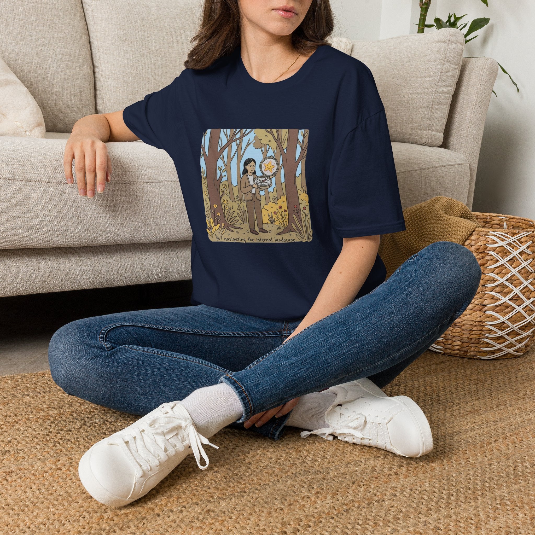 Sheriff Badge Forest Tee — Retro Ranger Woman Holding Star Badge