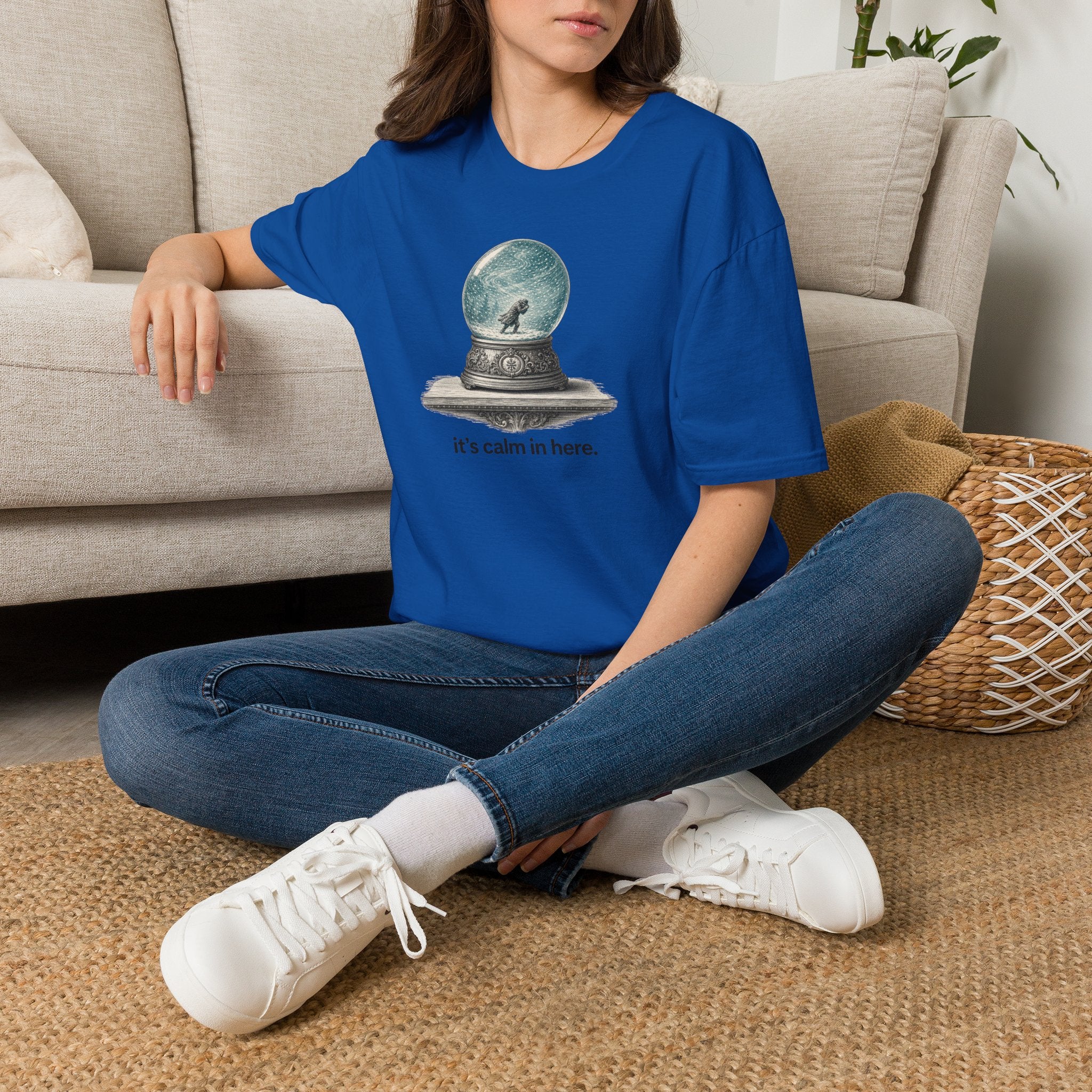 Snow Globe T‑Shirt — “It’s calm in here.” Cozy Winter Graphic Tee