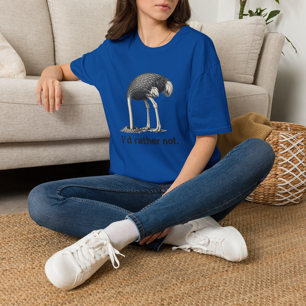 Emu 'I'd Rather Not.' T-Shirt — Funny Ostrich/Emu Graphic Tee