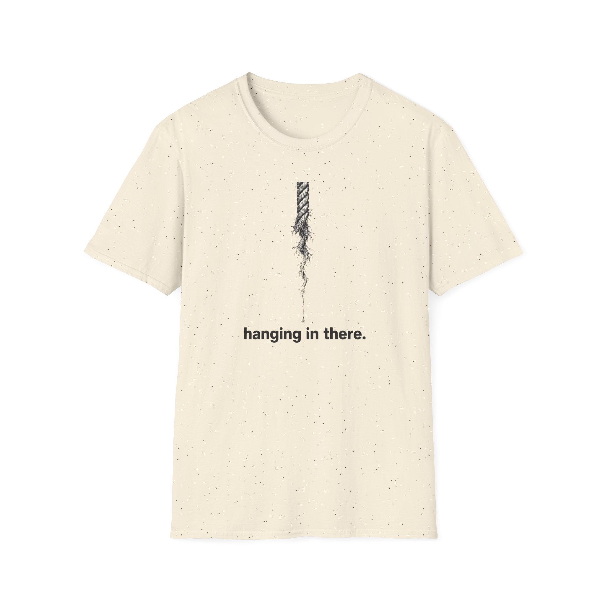 Hanging in There T-Shirt — Minimal Frayed Rope Mental Health Awareness Tee