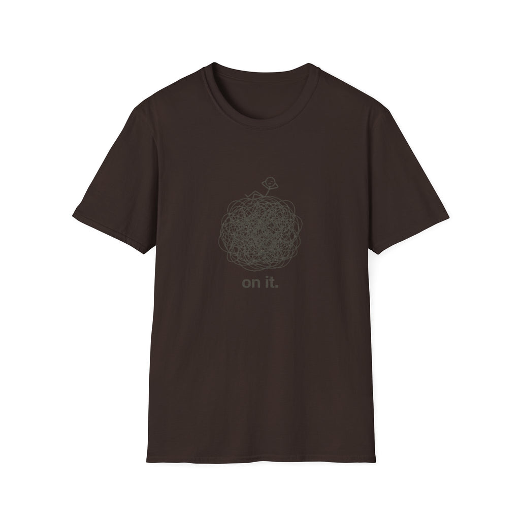 Minimal 'On It' Scribble Illustration Tee (Relaxed, Relatable Humor)