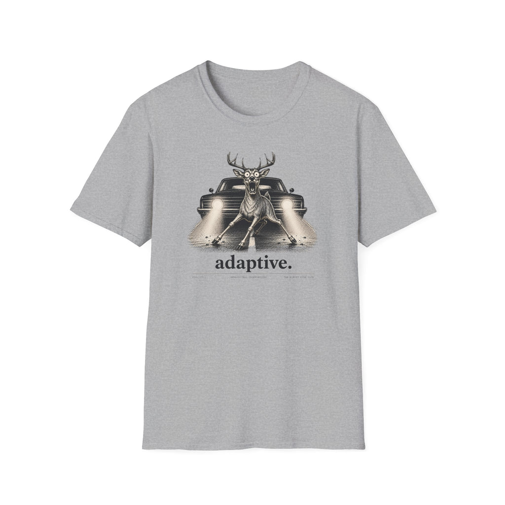 Adaptive Deer T‑Shirt — Vintage Stag Headlights Graphic Tee