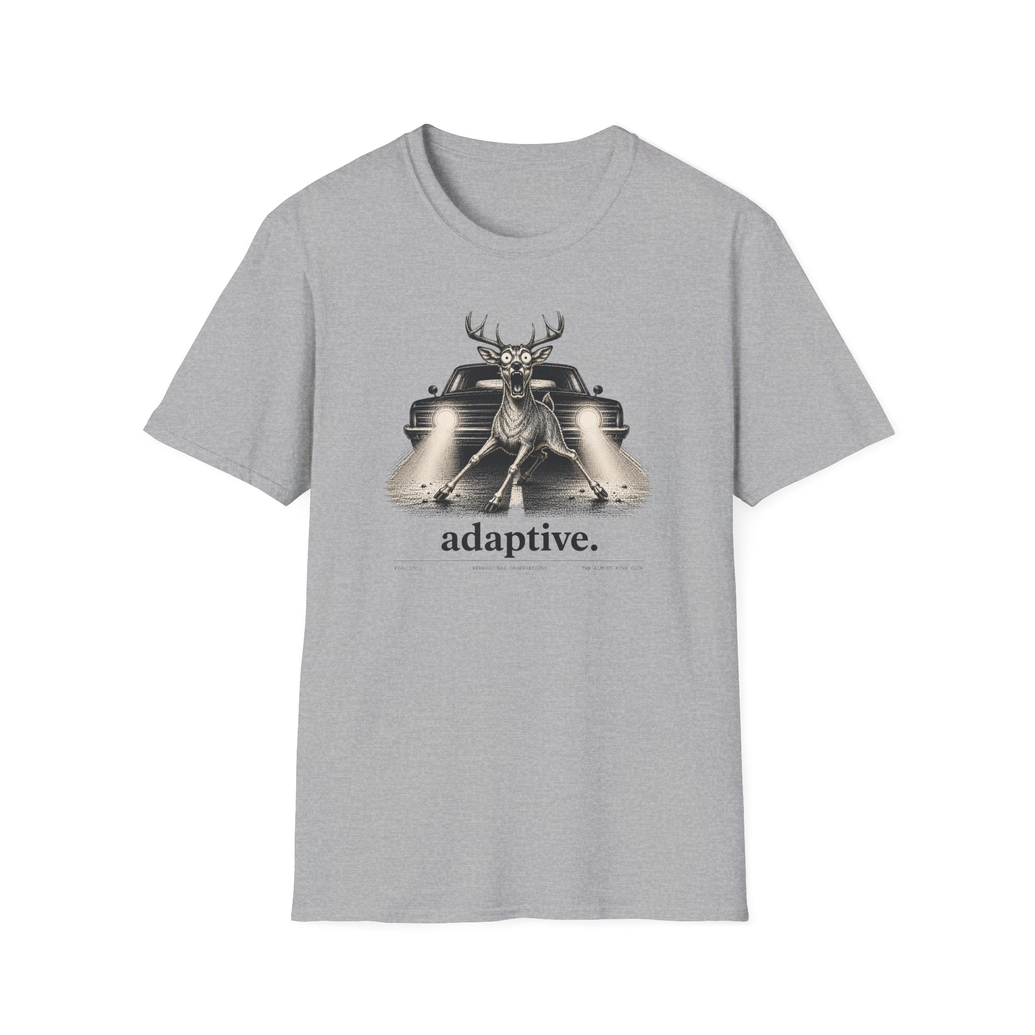 Adaptive Deer T‑Shirt — Vintage Stag Headlights Graphic Tee