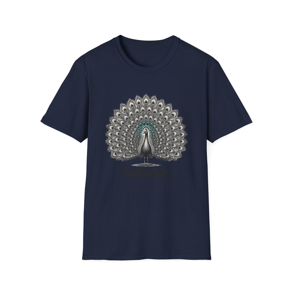 Peacock 'Humble' T-Shirt — Elegant Feather Mandala Graphic Tee