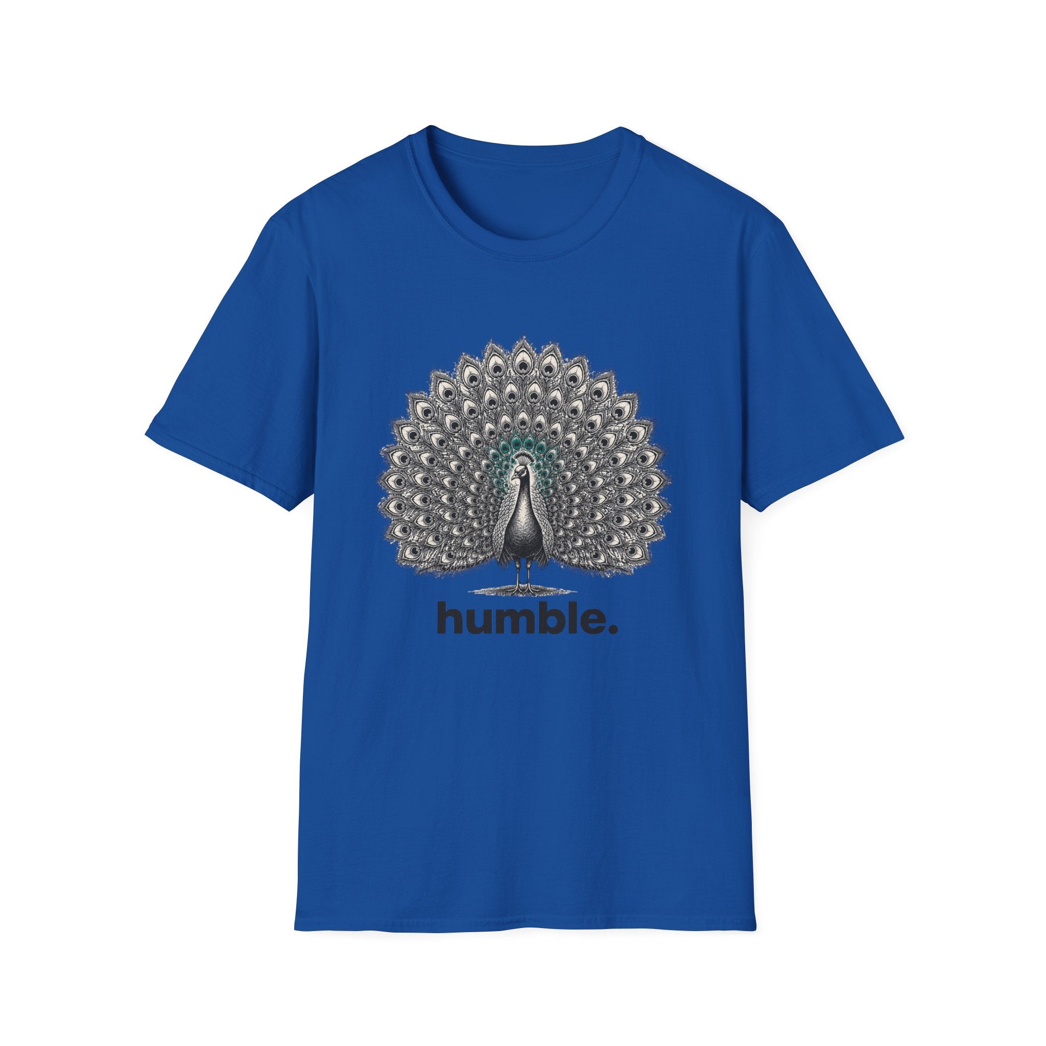 Peacock 'Humble' T-Shirt — Elegant Feather Mandala Graphic Tee