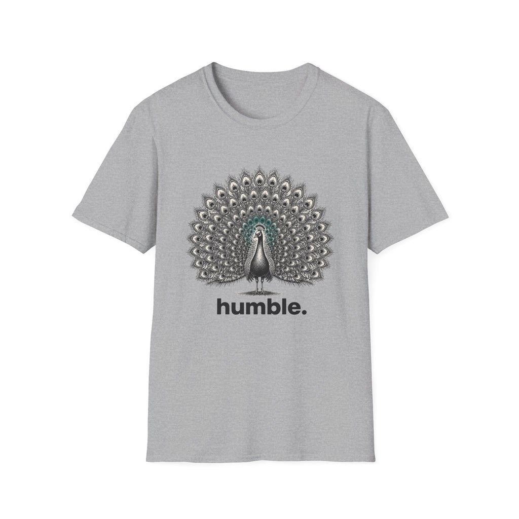 Peacock 'Humble' T-Shirt — Elegant Feather Mandala Graphic Tee