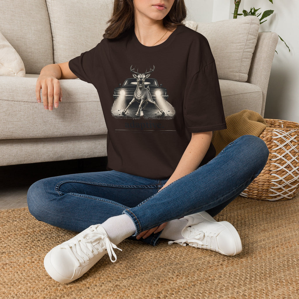 Adaptive Deer T‑Shirt — Vintage Stag Headlights Graphic Tee