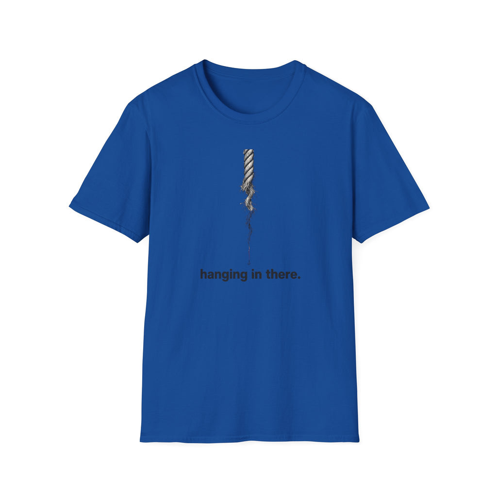 Hanging in There T-Shirt — Minimal Frayed Rope Mental Health Awareness Tee