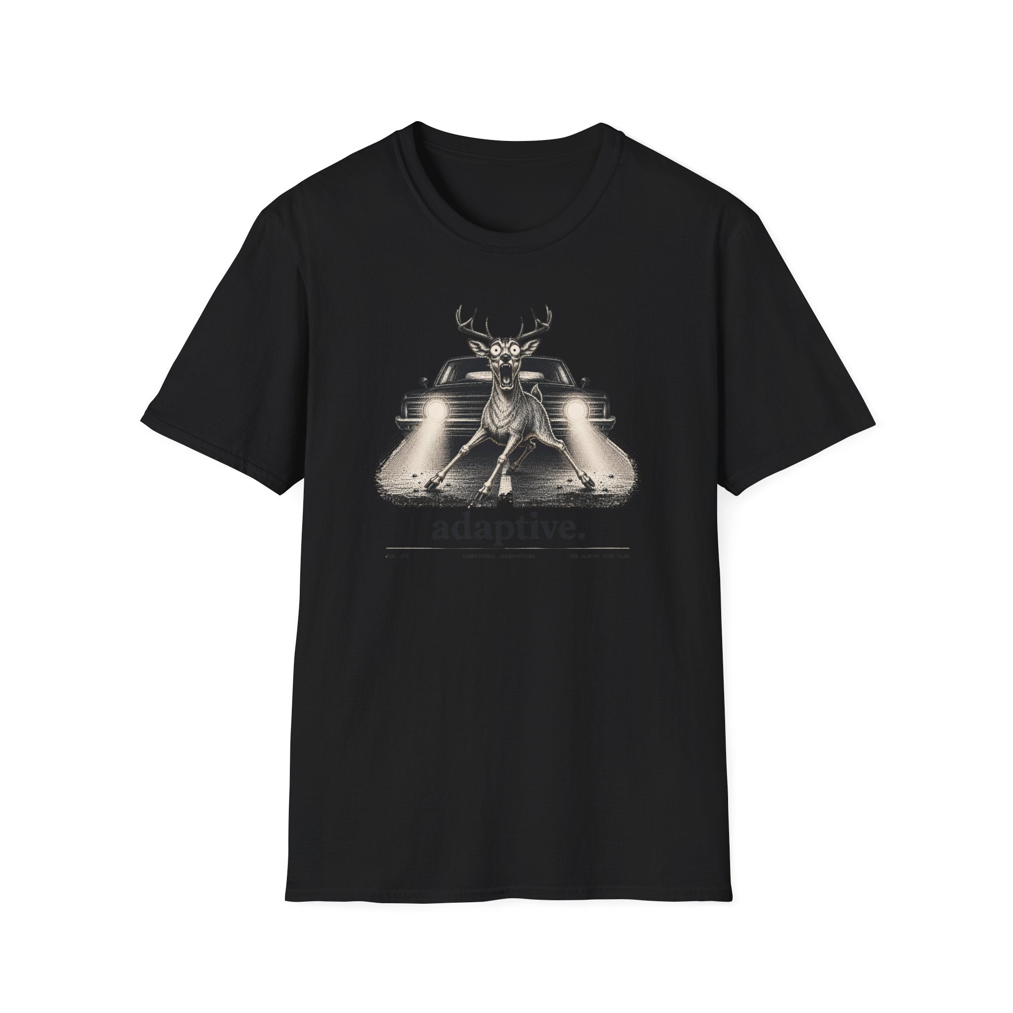 Adaptive Deer T‑Shirt — Vintage Stag Headlights Graphic Tee