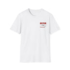 T-Shirt — 'Hello My Name Is FINE' Minimal Pocket Sticker Graphic