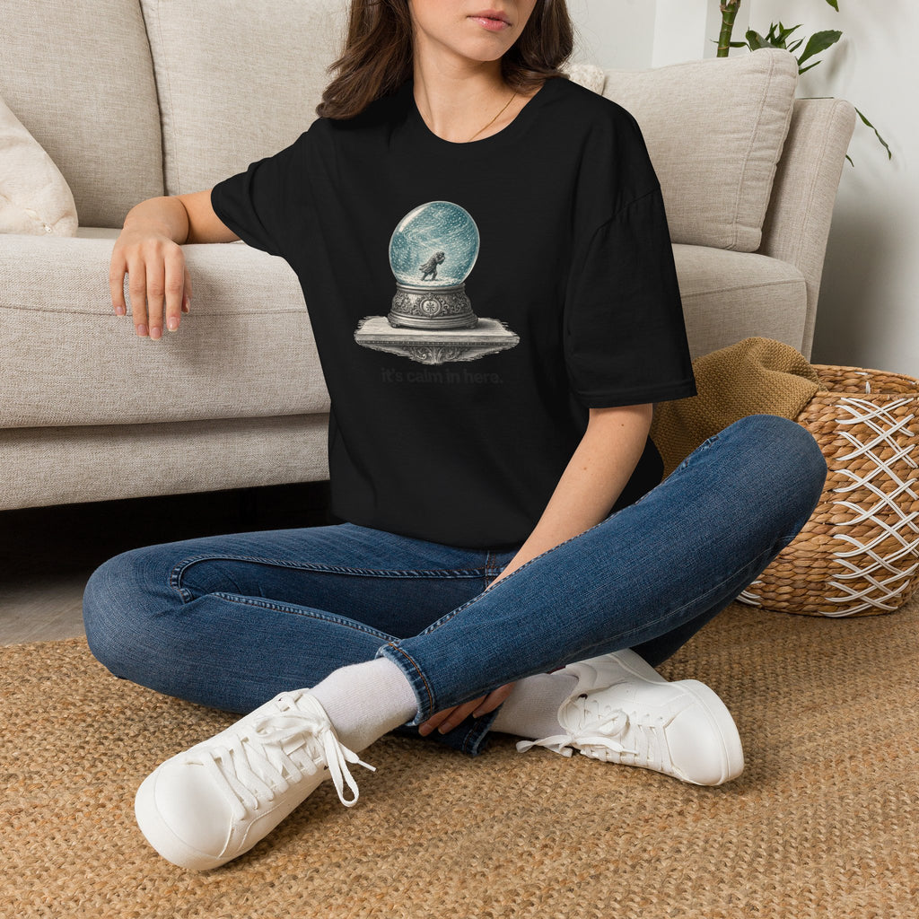 Snow Globe T‑Shirt — “It’s calm in here.” Cozy Winter Graphic Tee