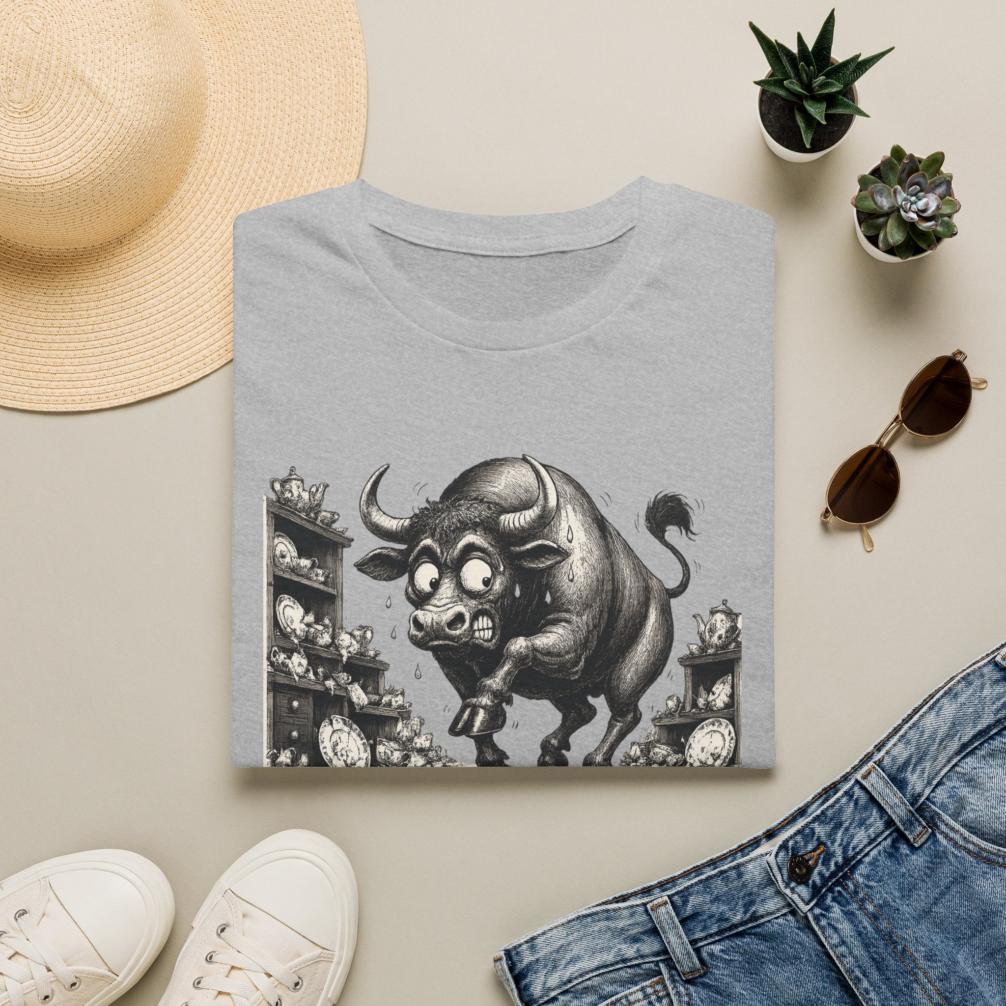 Bull Mushroom Graphic Tee — "I've Really Mellowed." Funny Surreal Illustration T-Shirt