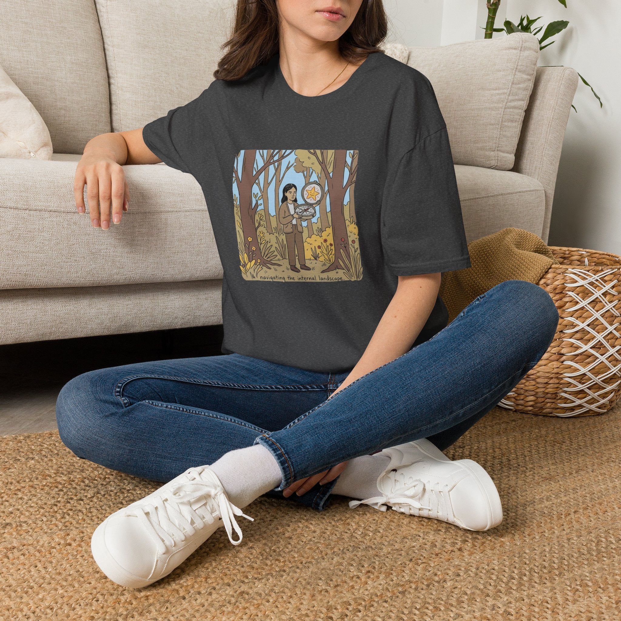 Sheriff Badge Forest Tee — Retro Ranger Woman Holding Star Badge