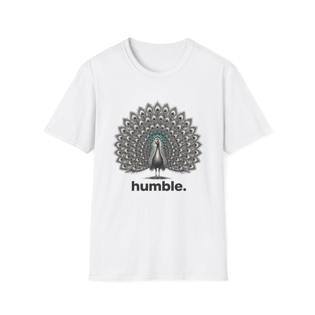 Peacock 'Humble' T-Shirt — Elegant Feather Mandala Graphic Tee