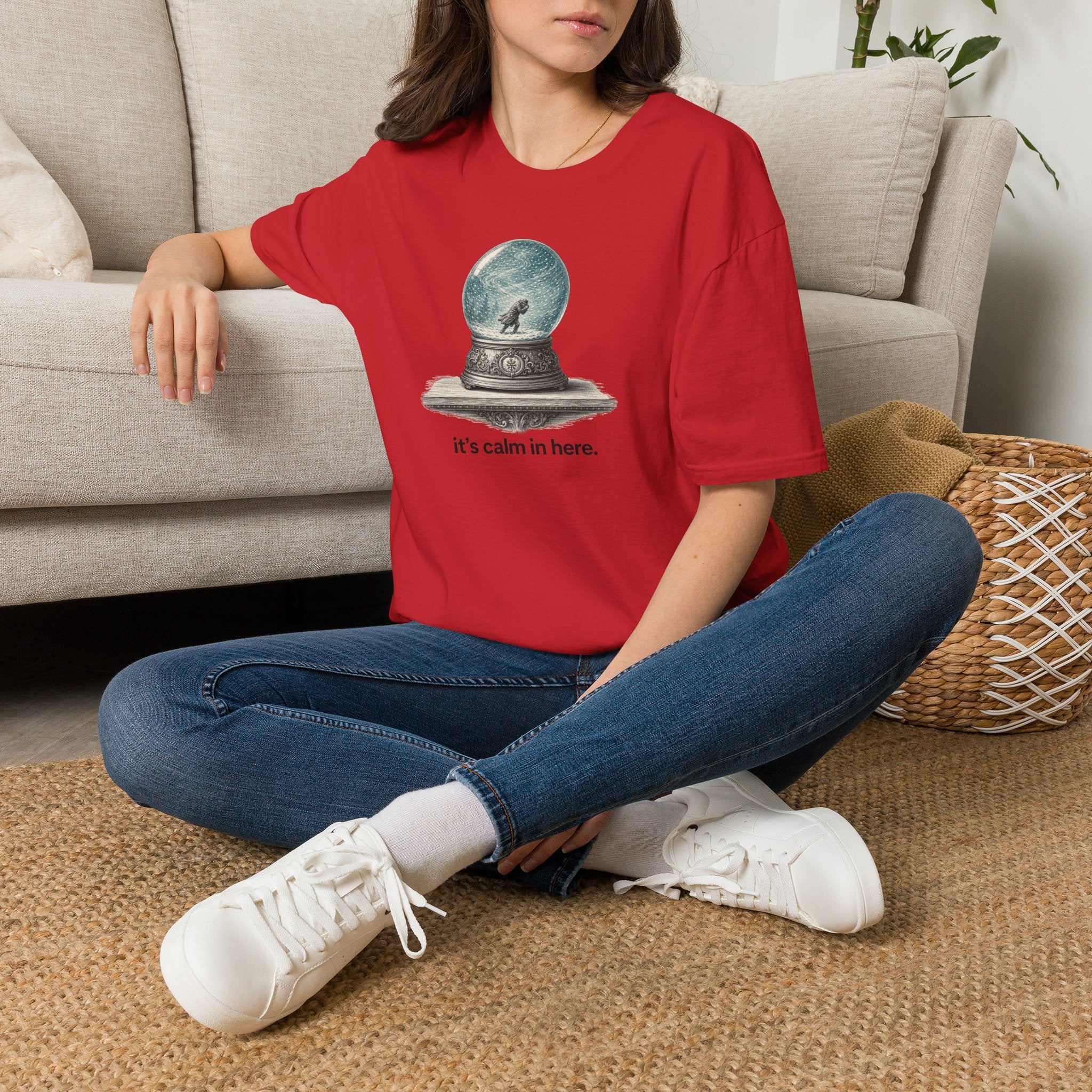 Snow Globe T‑Shirt — “It’s calm in here.” Cozy Winter Graphic Tee