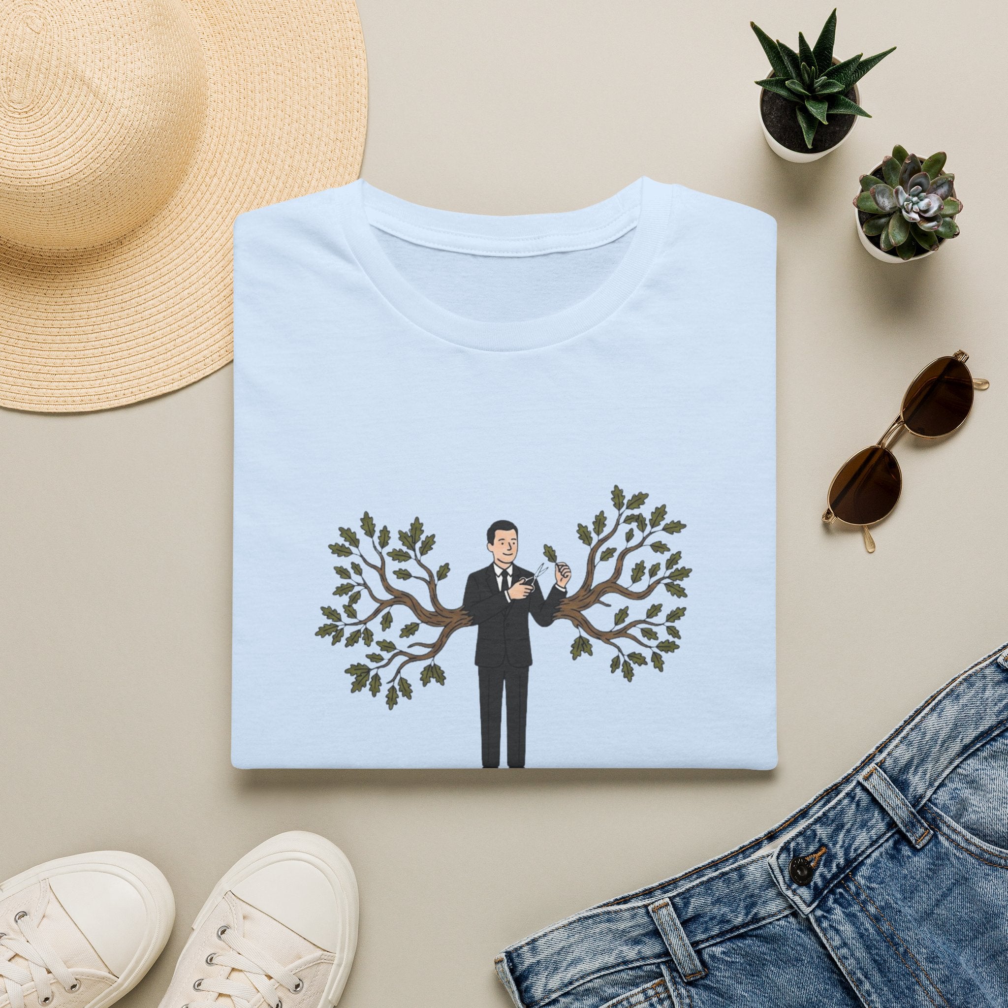 T-Shirt — 'Branching Out' Graphic Tee (Man with Tree Arms)