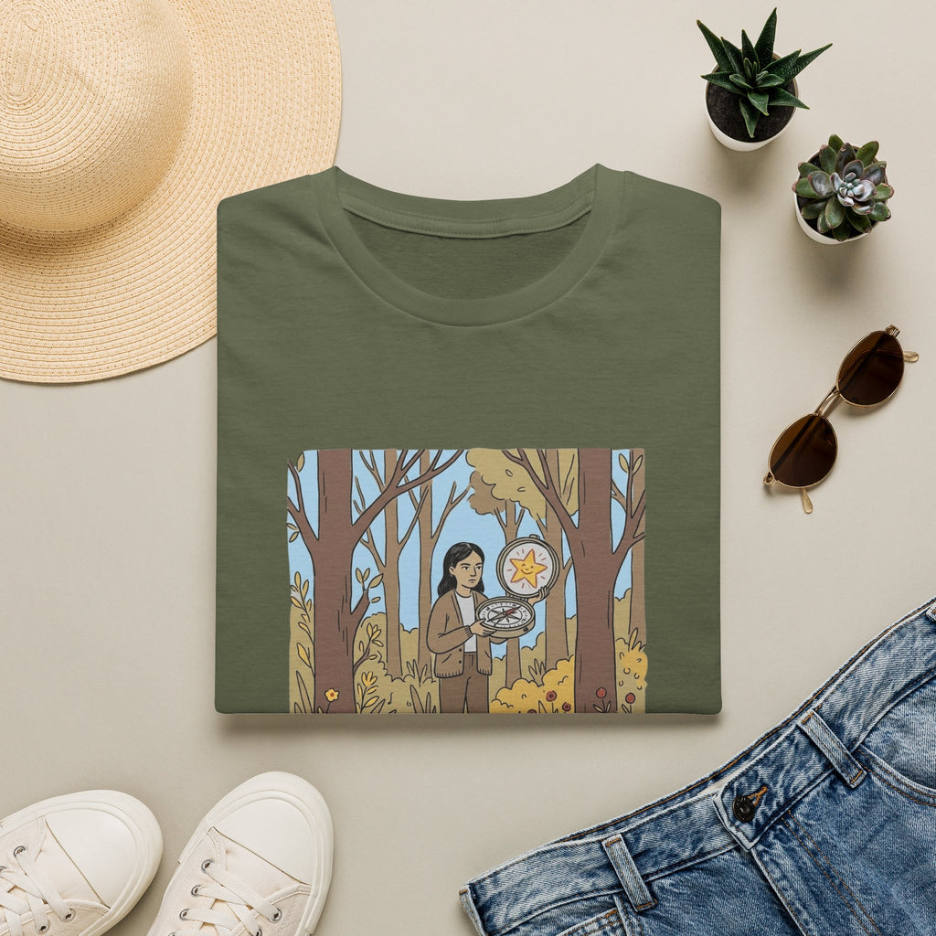 Sheriff Badge Forest Tee — Retro Ranger Woman Holding Star Badge