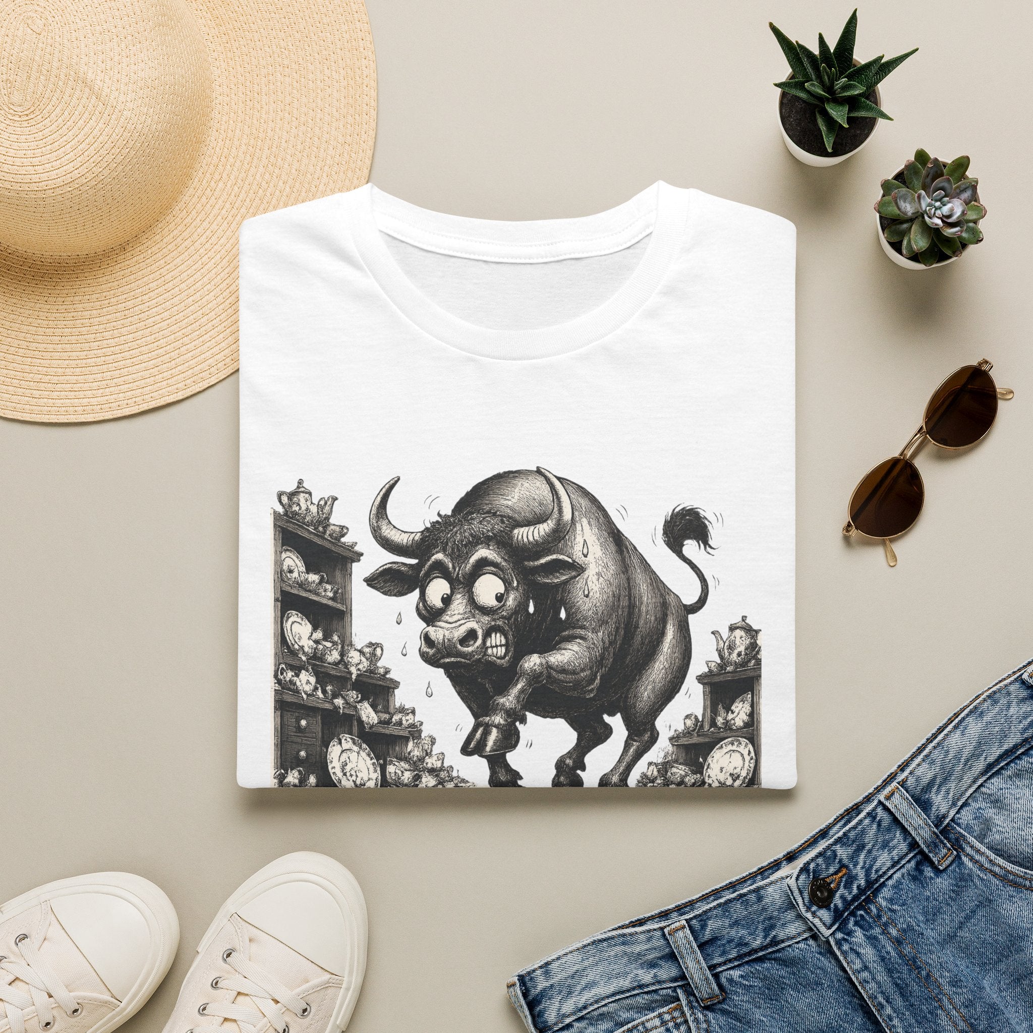 Bull Mushroom Graphic Tee — "I've Really Mellowed." Funny Surreal Illustration T-Shirt