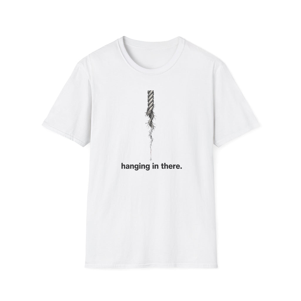 Hanging in There T-Shirt — Minimal Frayed Rope Mental Health Awareness Tee