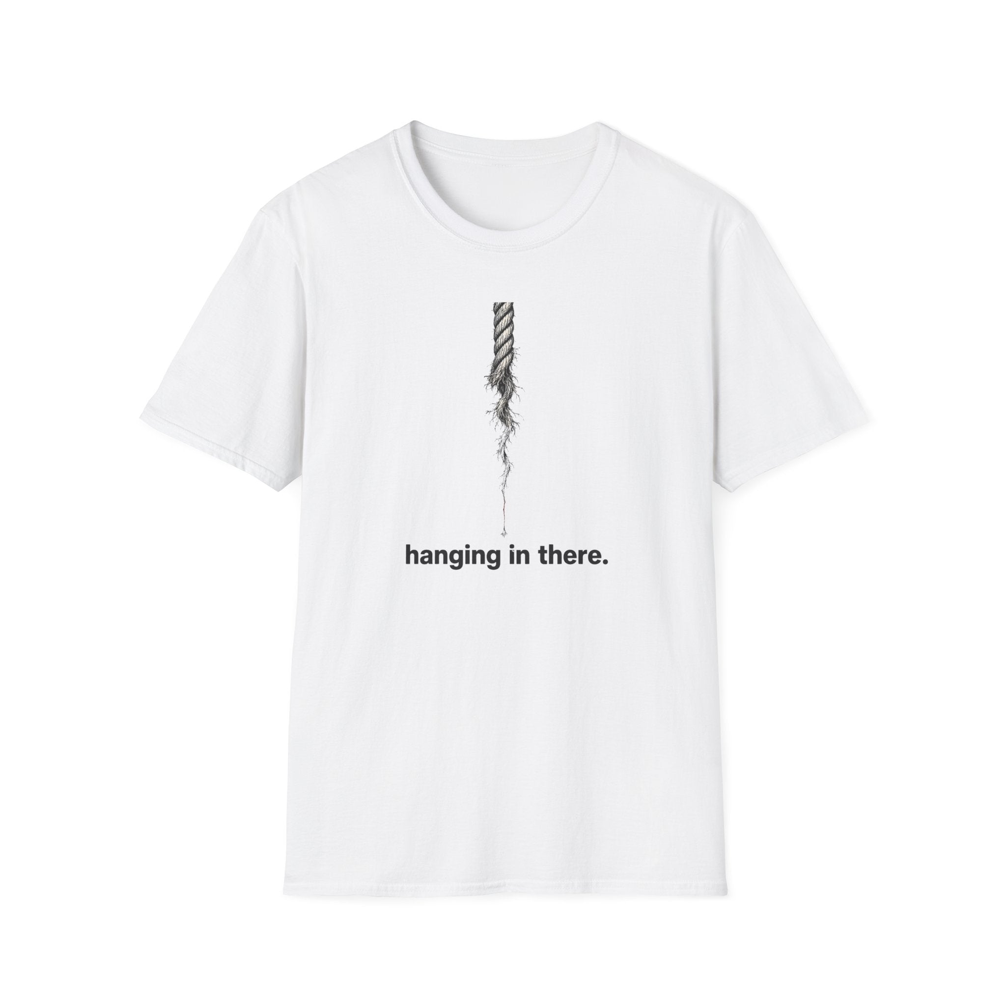 Hanging in There T-Shirt — Minimal Frayed Rope Mental Health Awareness Tee