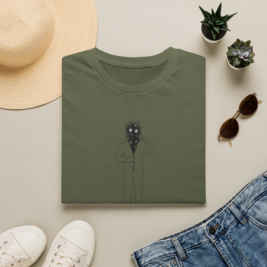 T-Shirt — Minimalist Surreal Figure with Starburst Head Illustration