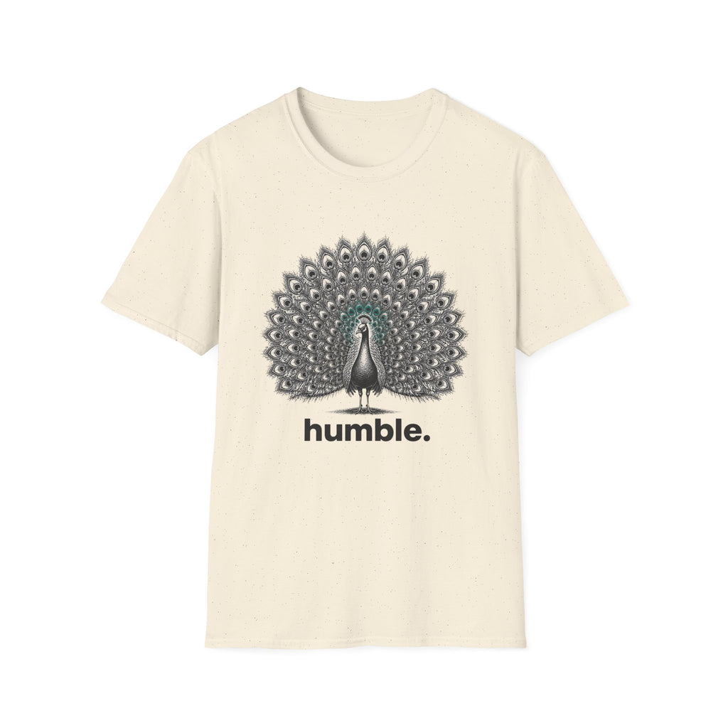 Peacock 'Humble' T-Shirt — Elegant Feather Mandala Graphic Tee