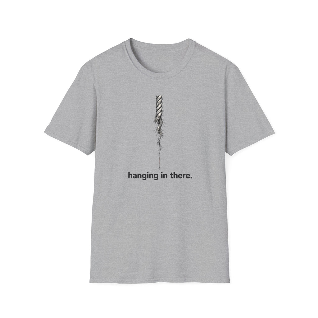 Hanging in There T-Shirt — Minimal Frayed Rope Mental Health Awareness Tee