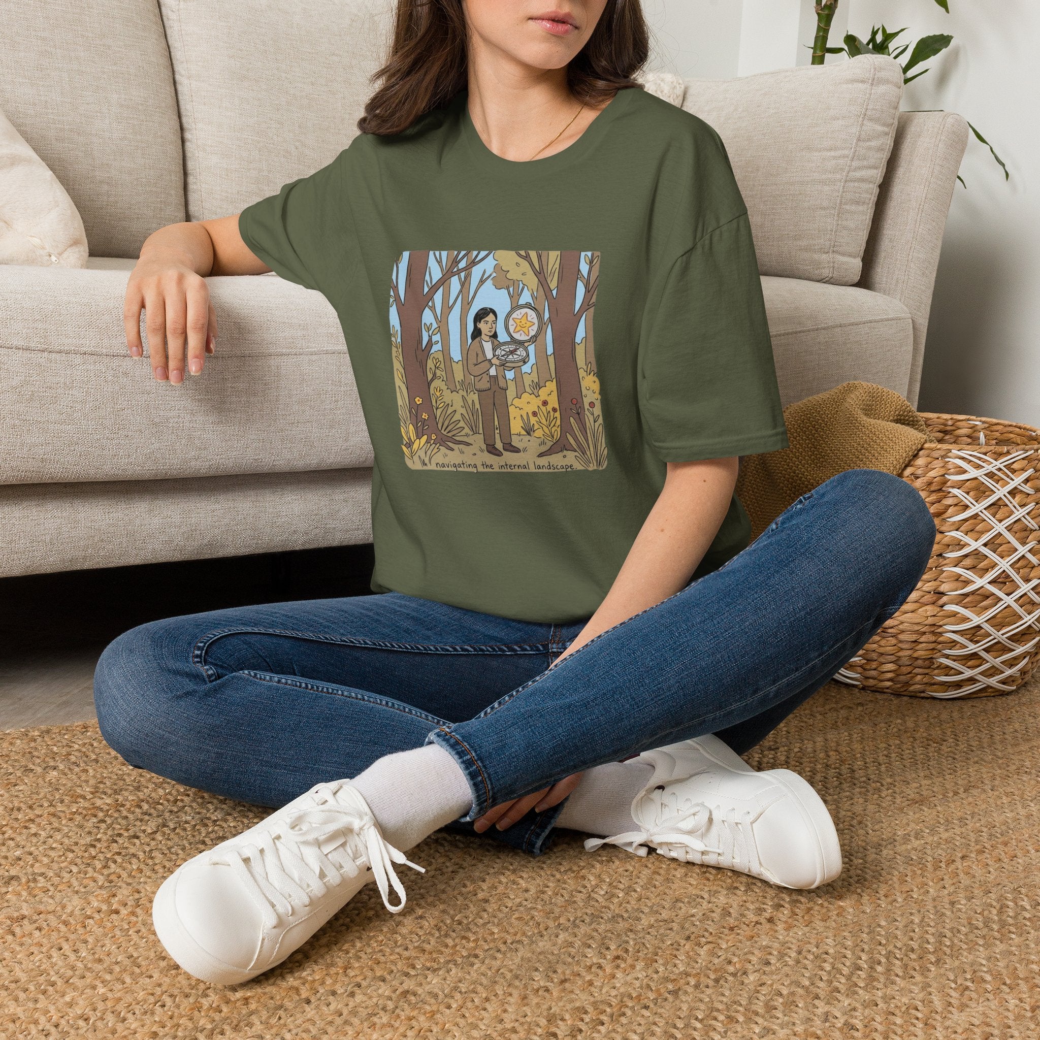 Sheriff Badge Forest Tee — Retro Ranger Woman Holding Star Badge