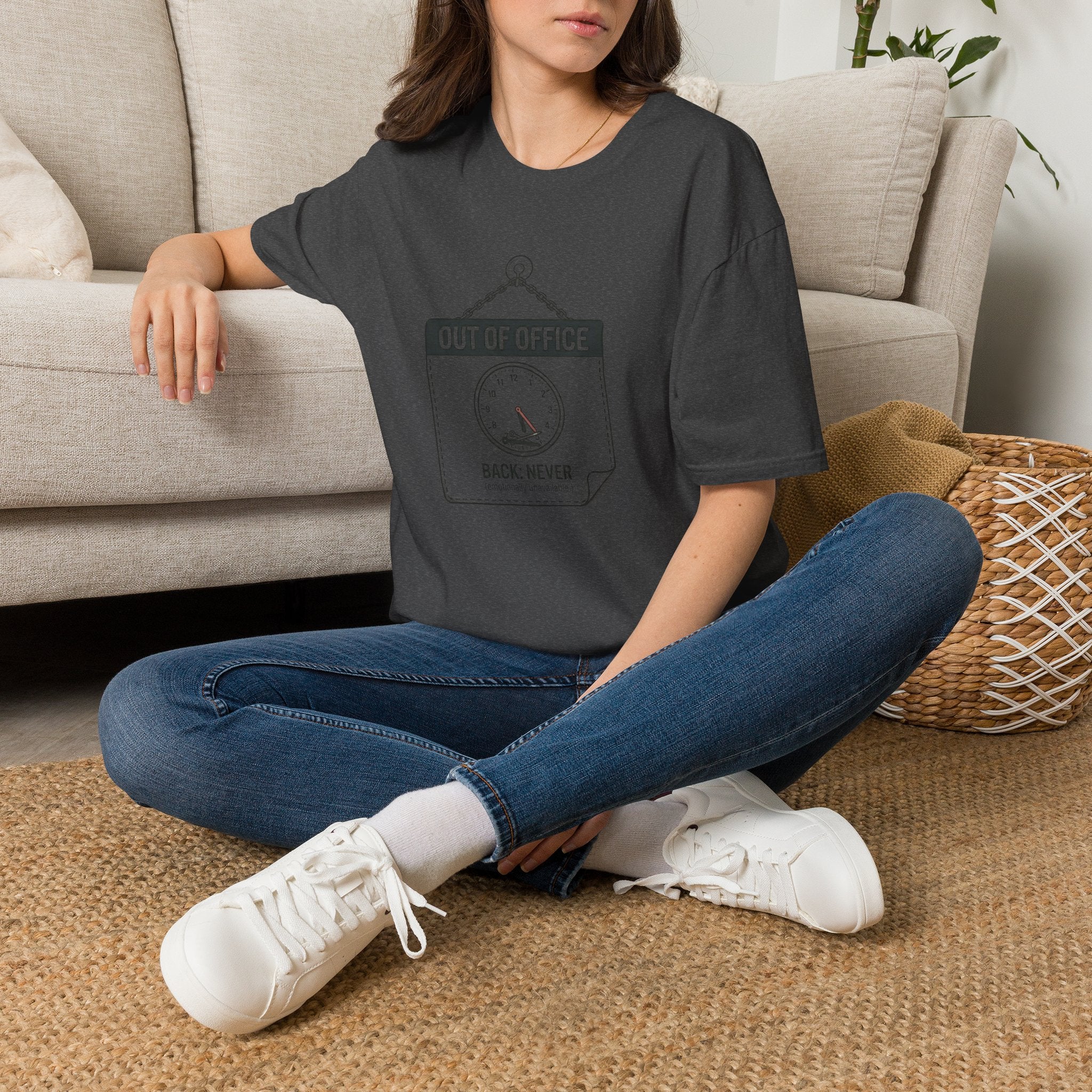 Out of Office T-Shirt — Funny Vacation Tee with Clock Graphic (Back Never)