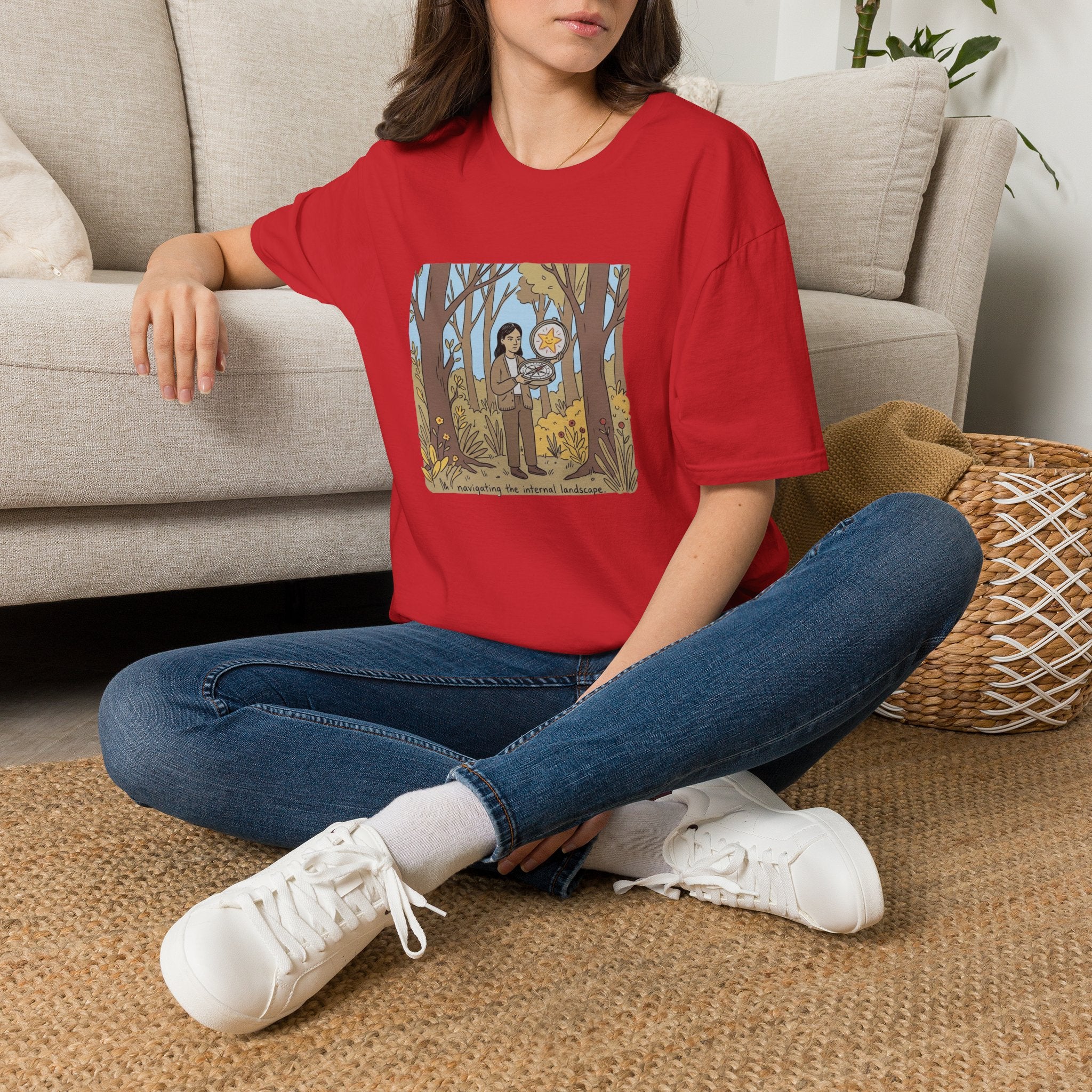 Sheriff Badge Forest Tee — Retro Ranger Woman Holding Star Badge