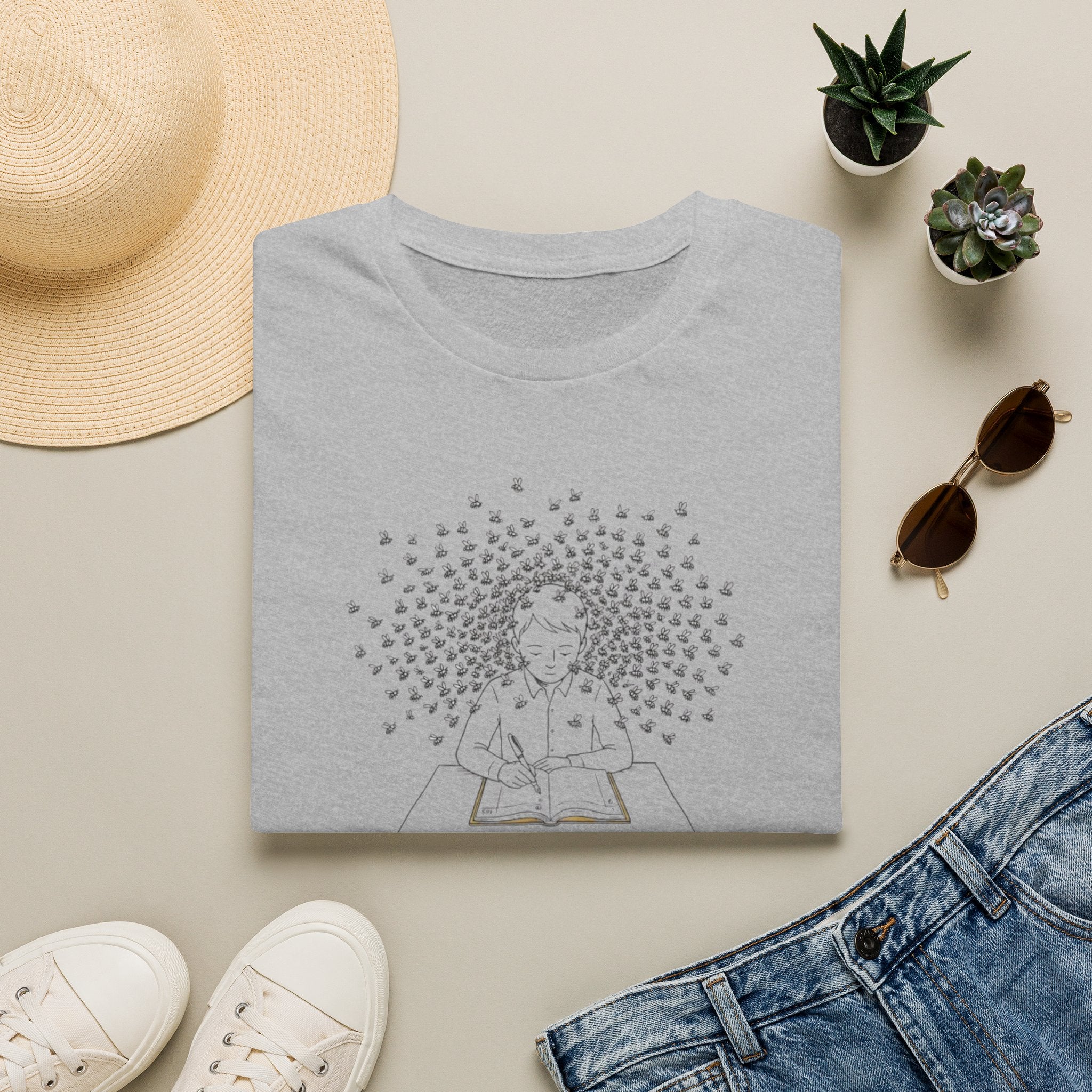 Mindful Reader Illustration Tee (Girl Reading with Butterflies)