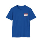 T-Shirt — 'Hello My Name Is FINE' Minimal Pocket Sticker Graphic