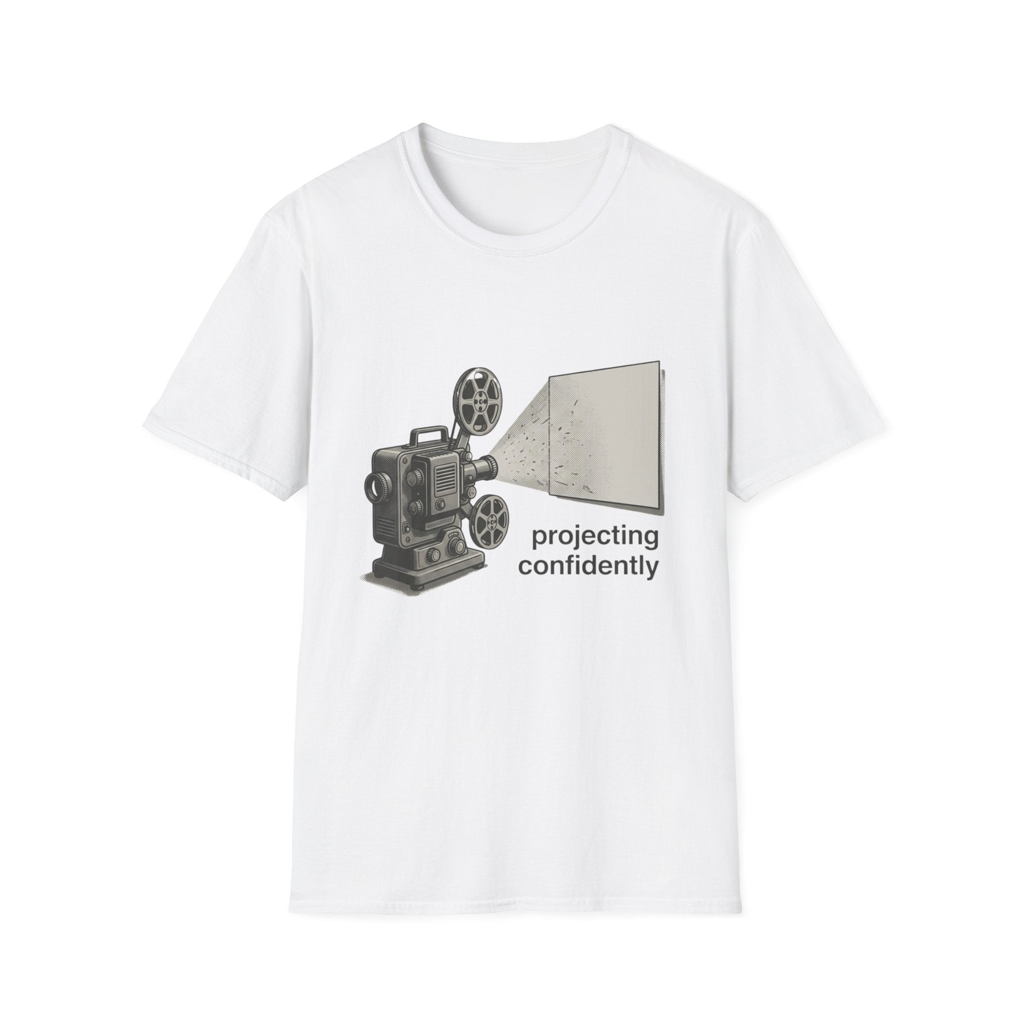 Retro Film Projector T-Shirt — 'Projecting Confidently' Vintage Cinema Tee