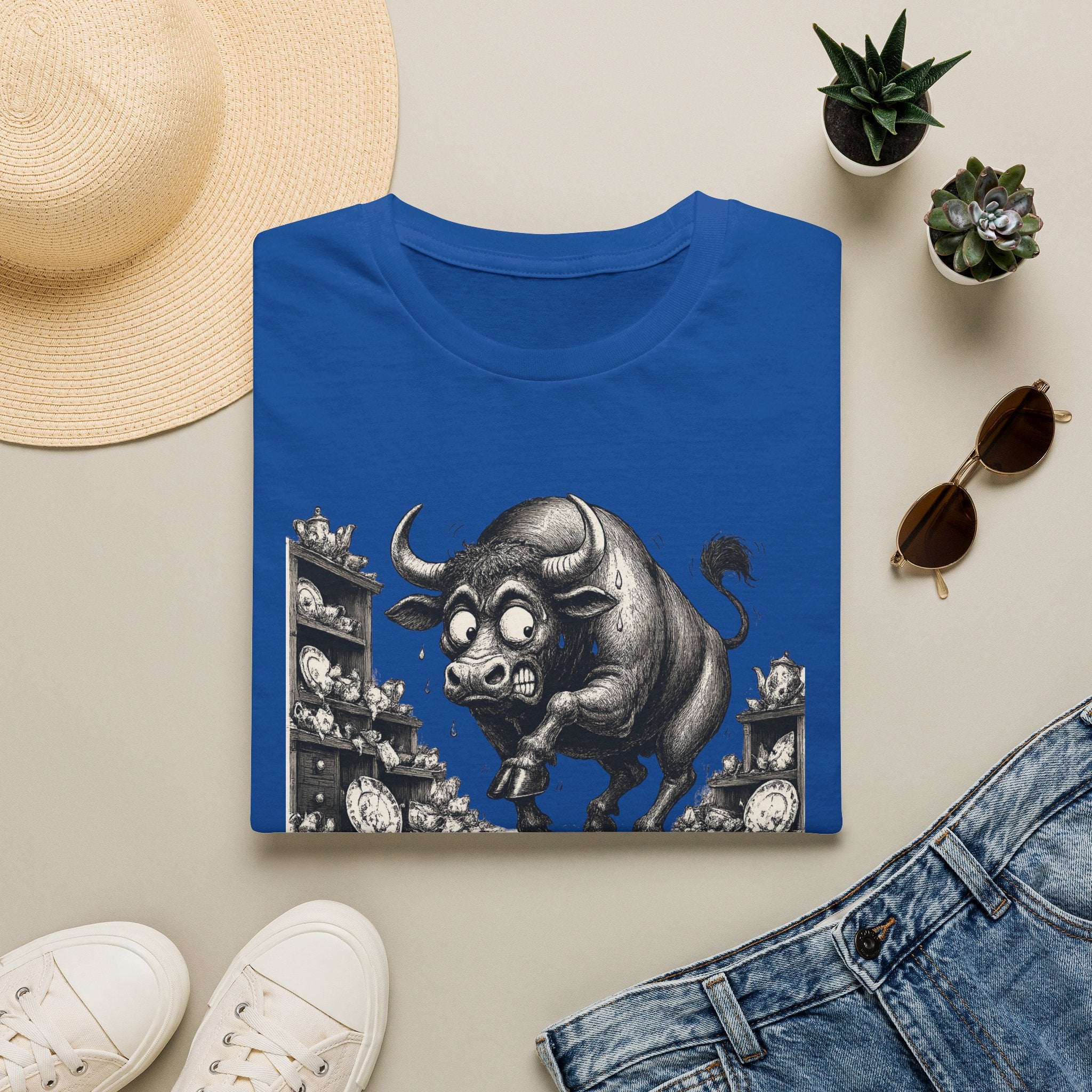 Bull Mushroom Graphic Tee — "I've Really Mellowed." Funny Surreal Illustration T-Shirt