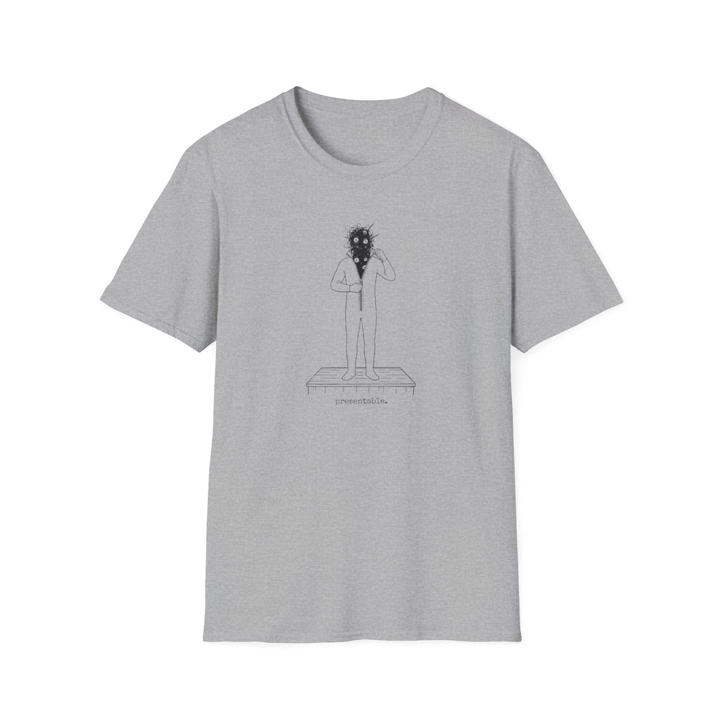 T-Shirt — Minimalist Surreal Figure with Starburst Head Illustration