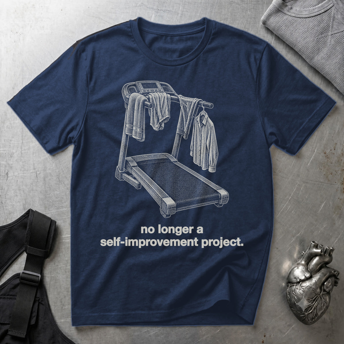 No Longer a Self-Improvement Project. Navy tee