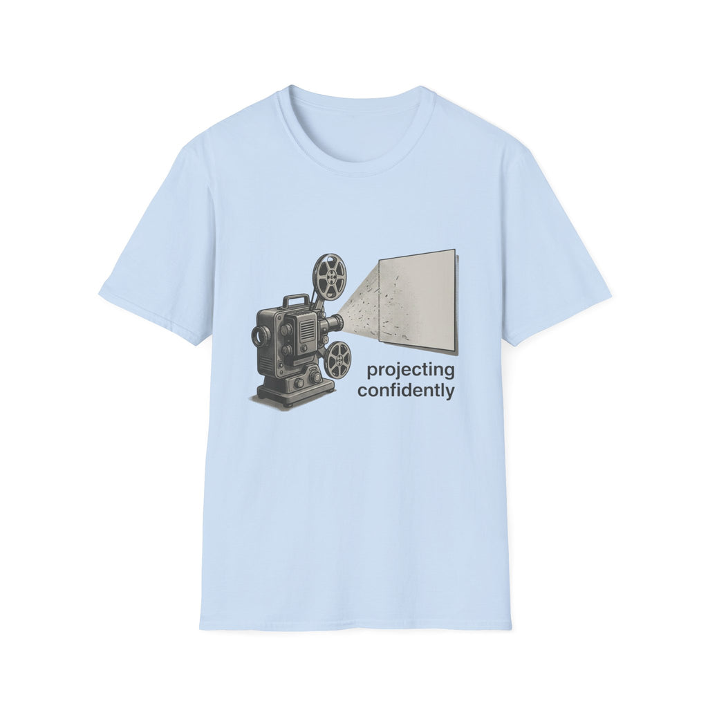 Retro Film Projector T-Shirt — 'Projecting Confidently' Vintage Cinema Tee