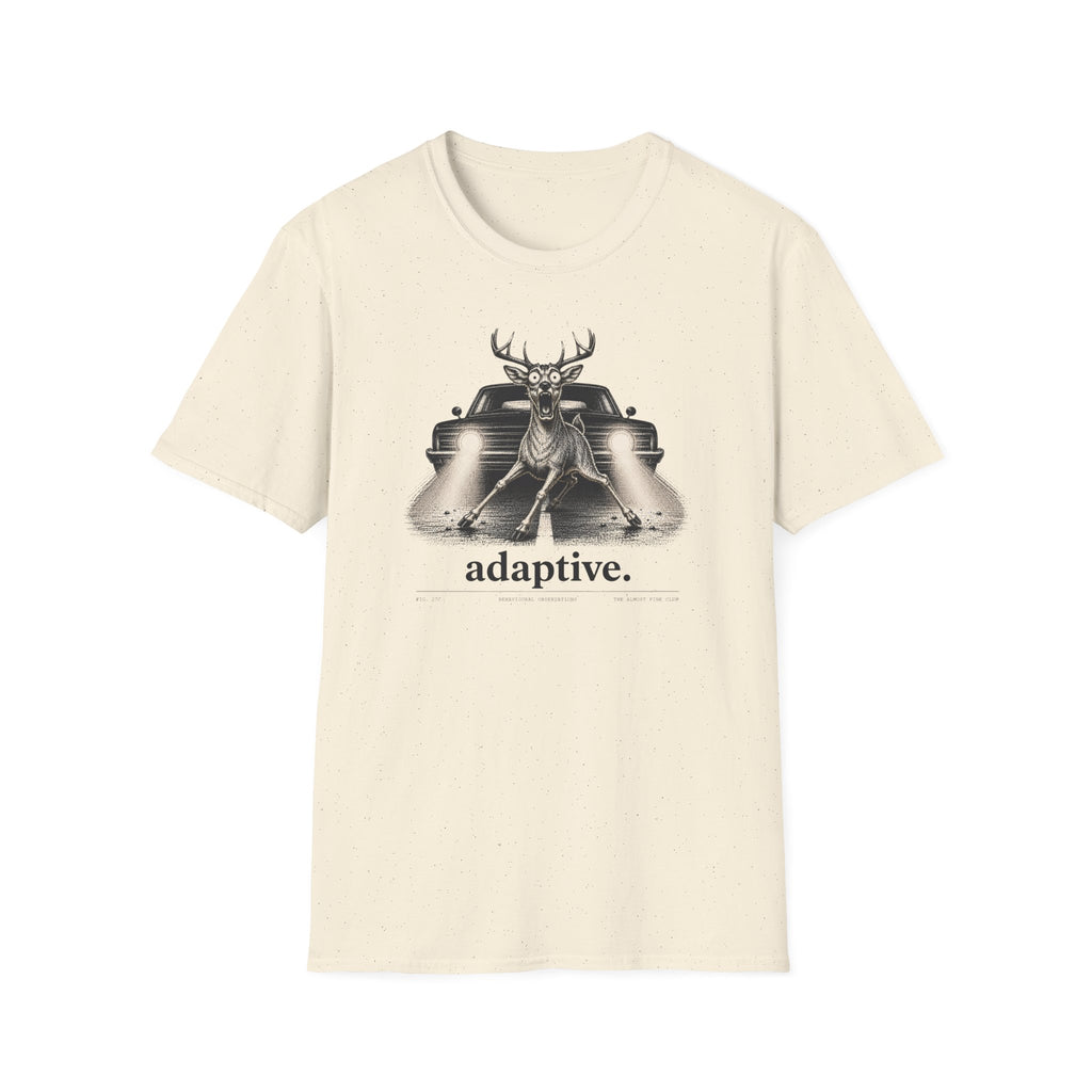 Adaptive Deer T‑Shirt — Vintage Stag Headlights Graphic Tee