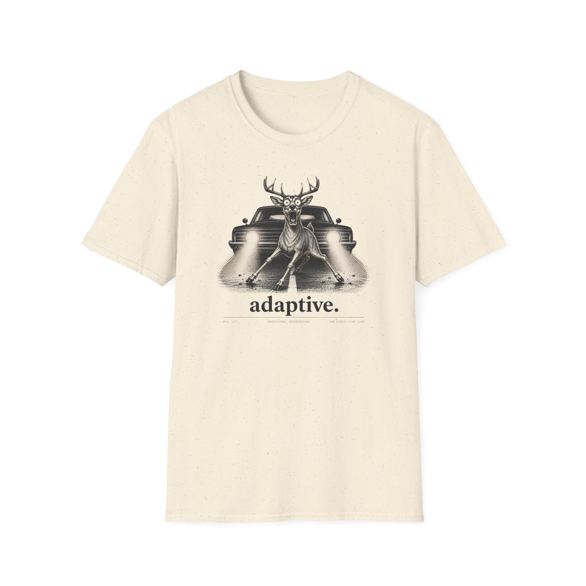 Adaptive Deer T‑Shirt — Vintage Stag Headlights Graphic Tee