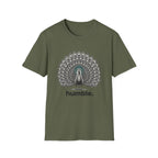 Peacock 'Humble' T-Shirt — Elegant Feather Mandala Graphic Tee