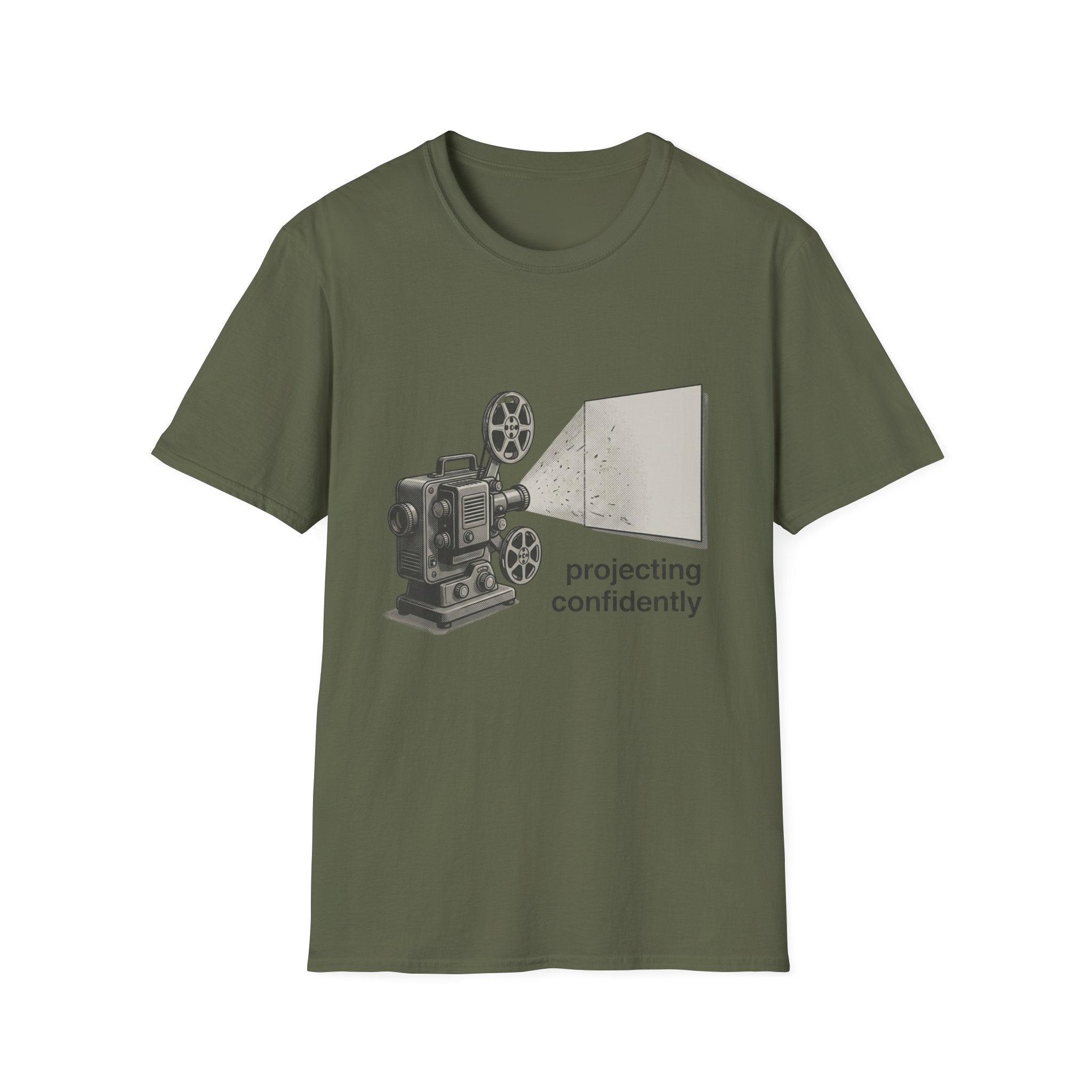 Retro Film Projector T-Shirt — 'Projecting Confidently' Vintage Cinema Tee