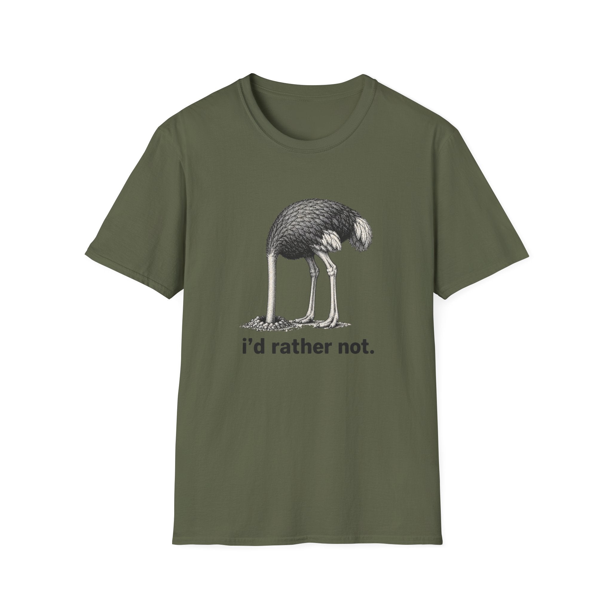 Emu 'I'd Rather Not.' T-Shirt — Funny Ostrich/Emu Graphic Tee