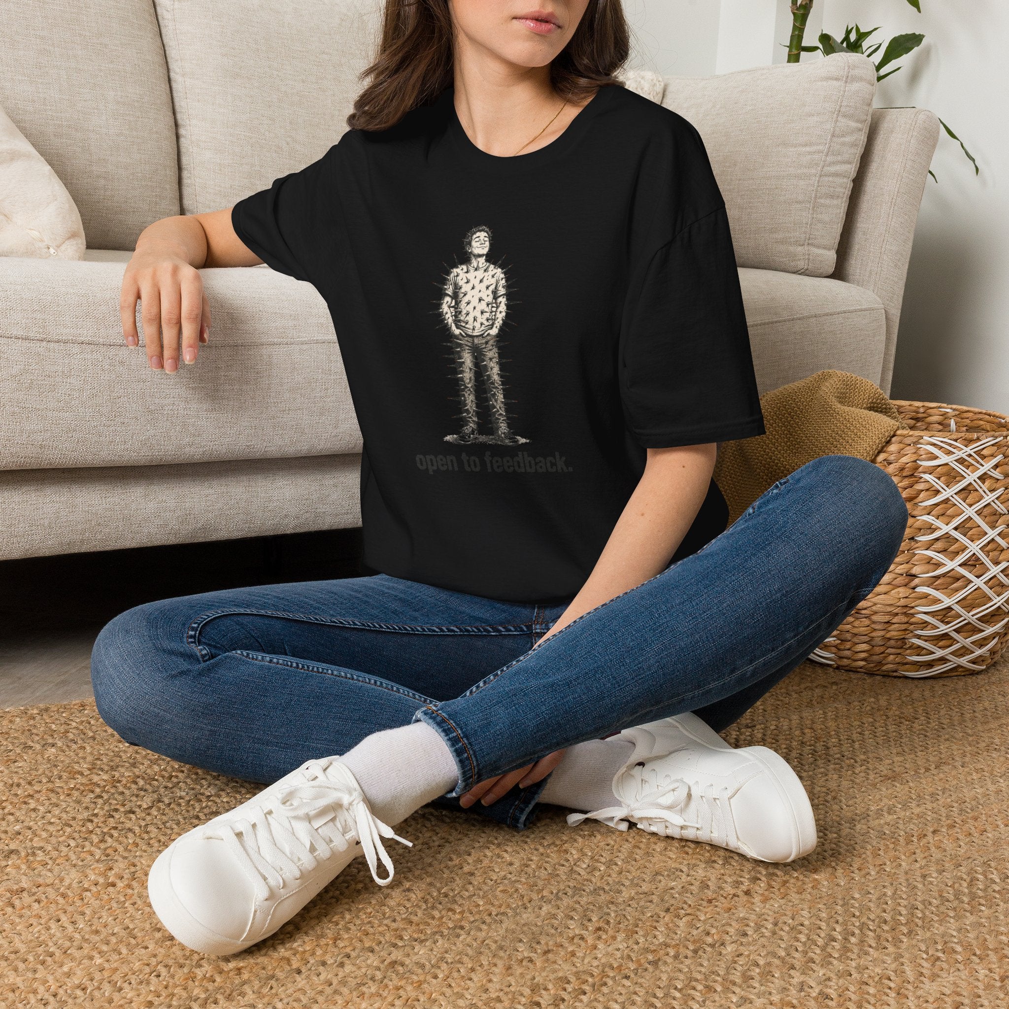“Open to Feedback” Cactus-Person Graphic Tee