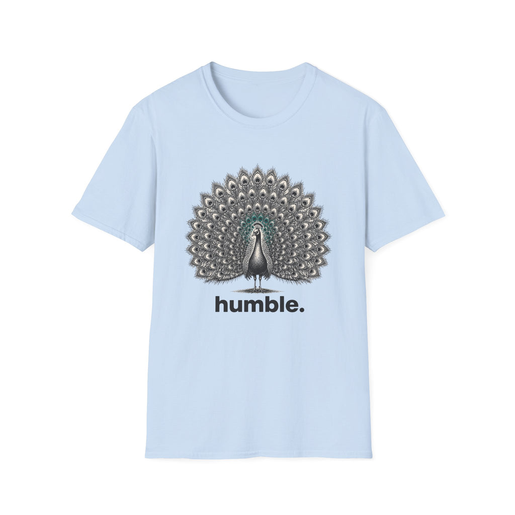Peacock 'Humble' T-Shirt — Elegant Feather Mandala Graphic Tee