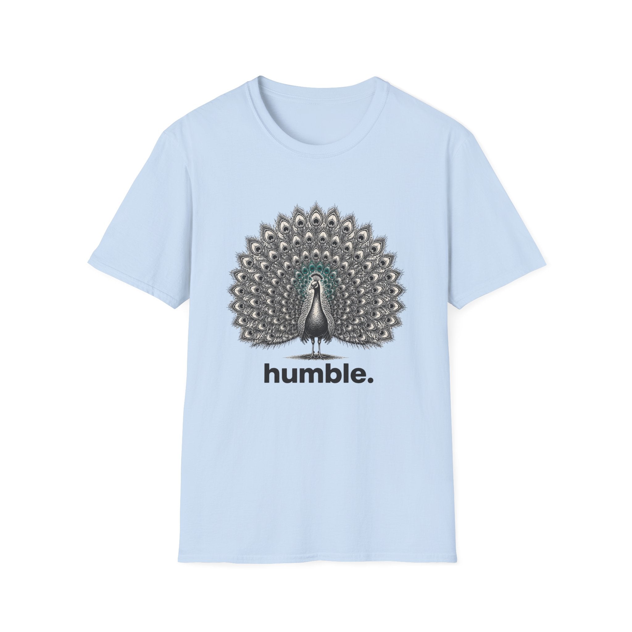Peacock 'Humble' T-Shirt — Elegant Feather Mandala Graphic Tee