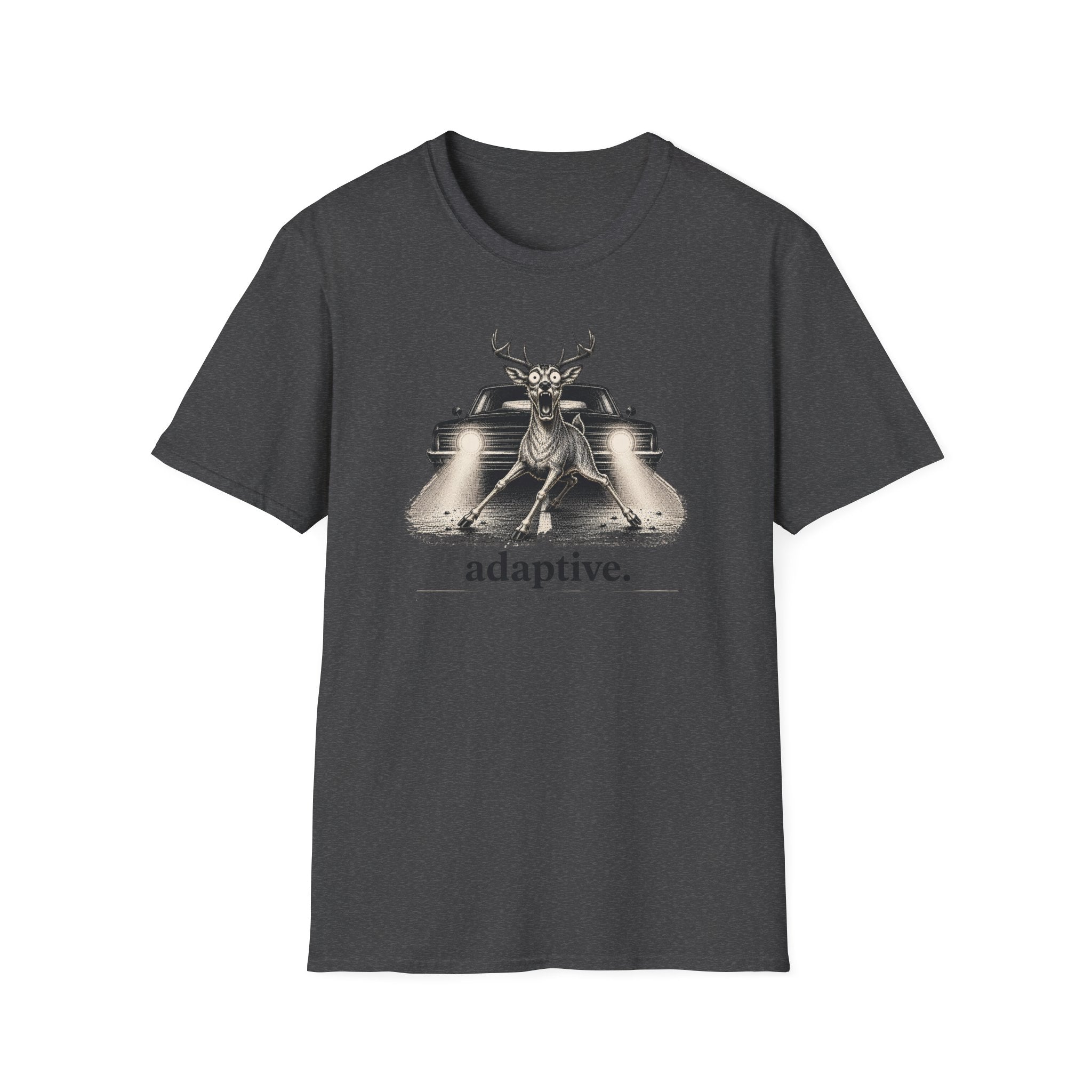 Adaptive Deer T‑Shirt — Vintage Stag Headlights Graphic Tee