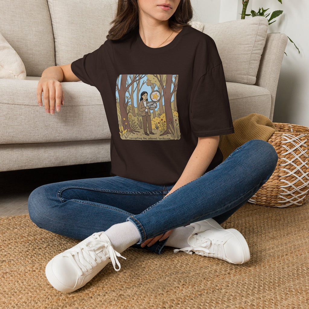 Sheriff Badge Forest Tee — Retro Ranger Woman Holding Star Badge