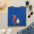 T-Shirt — I Need Help Graphic Tee with Red Smoke Illustration