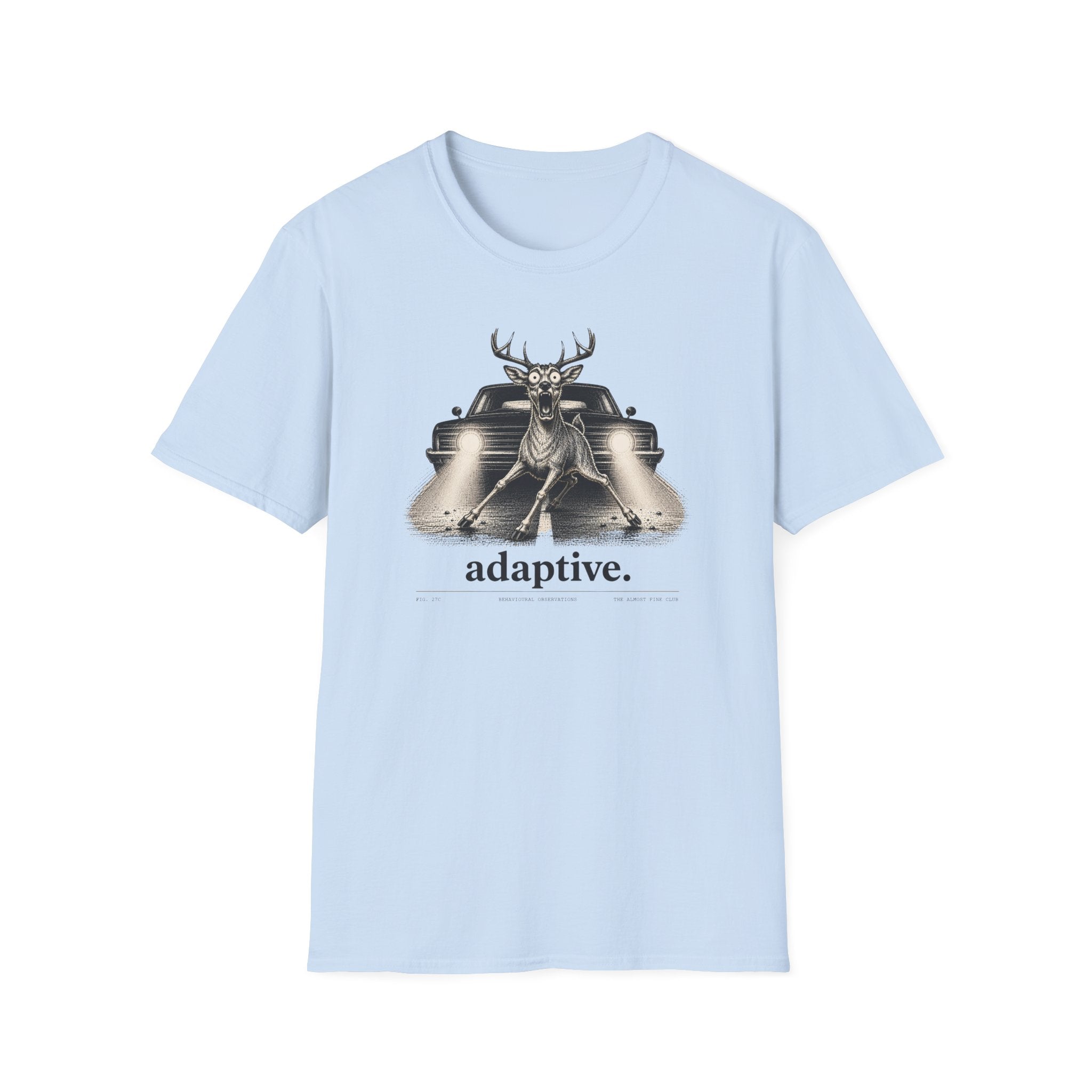 Adaptive Deer T‑Shirt — Vintage Stag Headlights Graphic Tee